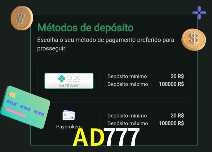 O cassino AD777 oferece uma grande variedade de métodos de pagamento
